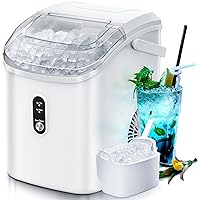 Nugget Countertop Ice Maker with Soft Chewable Pellet Ice, Automatic 34lbs in 24 Hours,Pebble Portable Ice Machine with Ice Scoop, Self-Cleaning, One-Click Operation, for Kitchen,Office White