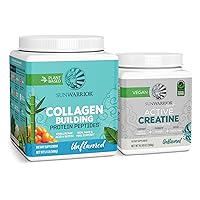 Sunwarrior Vegan Collagen Building Peptide Powder Unflavored 20 Servings & Creatine Monohydrate Powder 60 Servings