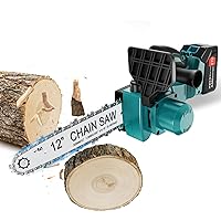 12 Inch Battery Powered Chainsaw, Brushless Electric Chainsaw Tool-free Chain Tension, Cordless Portable Chainsaw with Rechargeable 3.0Ah Battery and Charger for Trees Wood Cutting