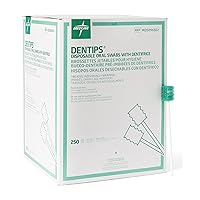 Medline Dentips Disposable Oral Swabsticks, Adult Mint Treated, Green, 250 Count