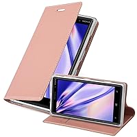 Book Case Compatible with Nokia Lumia 830 in Classy ROSÉ Gold - with Magnetic Closure, Stand Function and Card Slot - Wallet Etui Cover Pouch PU Leather Flip