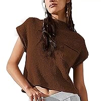 Womens Tops, Casual Summer Outfits for Women Knit Crew Neck Western Outfit Work Waffle 2024 Clothes Shirt, S, XXL