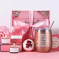 Valentines Day Birthday Gifts Spa Bath Set Box Gift Wine Tumbler Basket Self Care Mother's Day Presents Gift for Her, Wife, Mom, Sisters, Female, Besties, Friends, Women