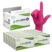 Dynarex AloeSkin Nitrile Exam Gloves with Aloe, Powder-Free, Disposable Gloves with Aloe Vera for Dry Hands, Magenta, Large, 1 Case of 1000 Gloves - 10 Boxes of 100 Gloves