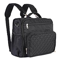 Clearworld Diaper Bag Backpack - Quilted Travel Diaper Bags for Baby Girl & Boy,Convertible Messenger Baby Changing Bag,Insulated Pockets,Large Capacity,Waterproof and Stylish, Black