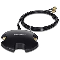 TRENDnet Magnetic Dual Antenna Mounting Base RP-SMA Female with RP-SMA Male Extension Cable, Extends Two Wireless Antennas Up to 1m (3.3 ft.), Black, TEW-LB101