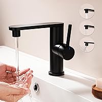 Tohlar Bathroom Sink Faucet Black, Single Hole Bathroom Faucet with Sprayer, Single Handle Vanity Faucet 360° Swivel Spout, Matte Black Faucet for Bathroom Sink - 304 Stainless Steel, Assemly Drain