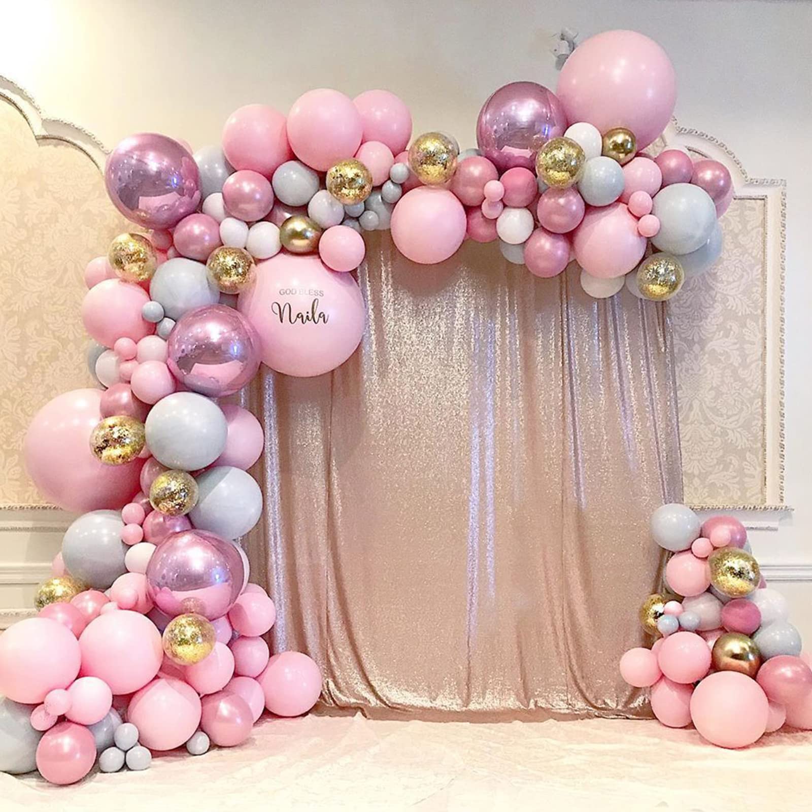 RUBFAC 87pcs Pastel Pink Balloons Different Sizes 18 12 10 5 Inches for Garland Arch, Premium Pink Latex Balloons for Girl Birthday Party Wedding Baby Shower Bridal Shower Decorations
