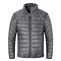 Men's Lightweight Down Jackets Winter Stand Collar Coats Fashion Casual Plain Overcoat Warm Zip Up Parka Warm Coat