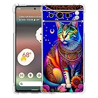 Pixel 8 Pro Case,Colorful Floral Cat Mandala Drop Protection Shockproof Case TPU Full Body Protective Scratch-Resistant Cover for Google Pixel 8 Pro