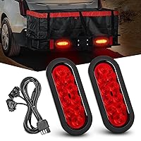 Nilight Hitch Cargo Carrier Oval Light Kit 2PCS 6Inch Red Oval LED Lights with Flush Mount Grommets Wire Harness Waterproof Stop Turn Signals Tail Light for Luggage Rack Bike Rack, 2 Years Warranty