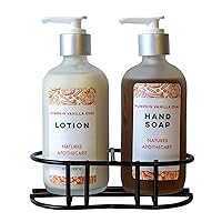Pumpkin Vanilla Chai Eco-Friendly Liquid Soap Set - Vegan, Sulfate-Free, Hypoallergenic - Includes Lotion, Soap, Metal Holder