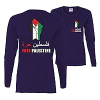 Free Palestine Fist Flag Front and Back Womens Long Sleeves