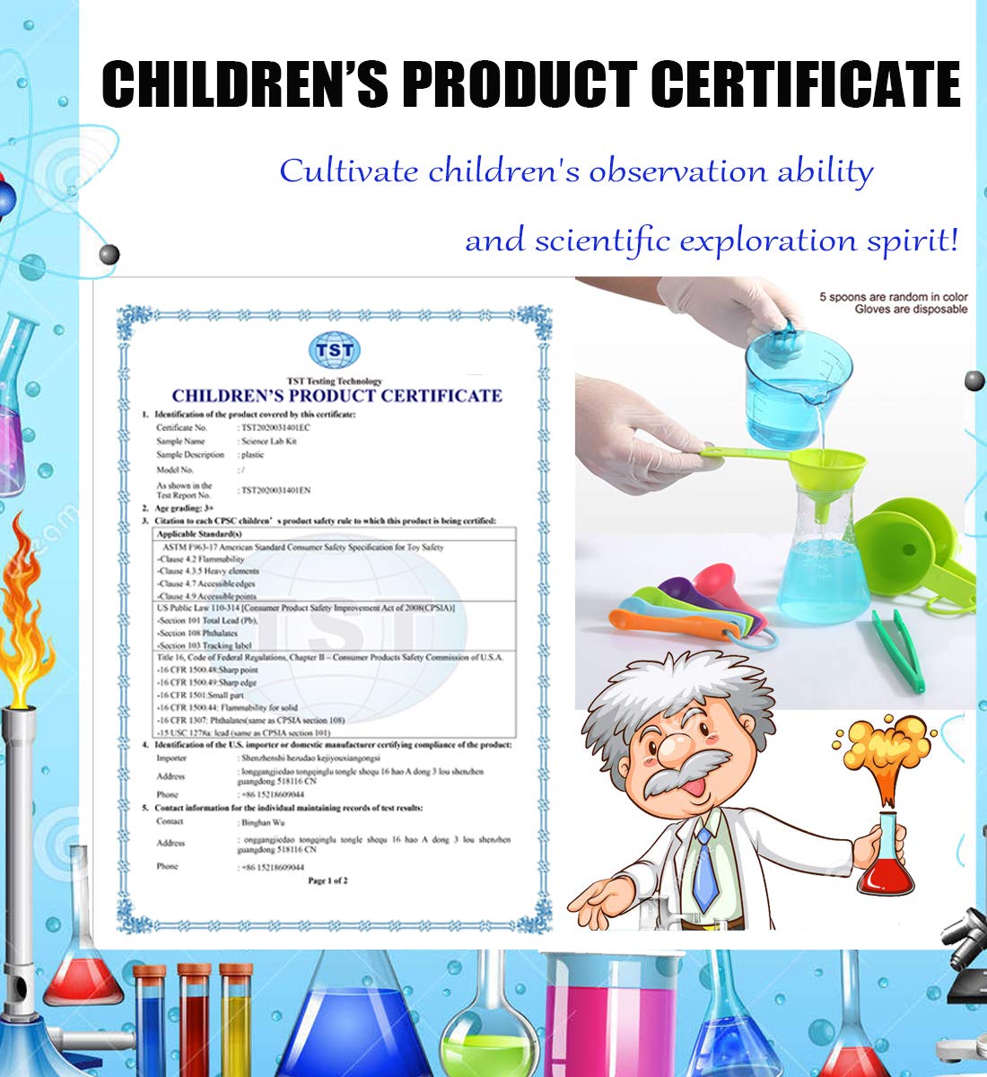 UNGLINGA Kids Science Experiment Kit with Lab Coat Scientist Costume Dress Up and Role Play Toys Gift for Boys Girls Kids Age 5-11 Christmas Birthday Party