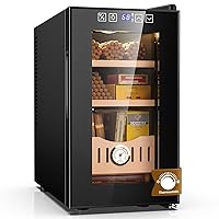 26L Thermostatic Electric Humidor, 200 Counts Large Cigar Humidor, Cooling and Heating Temperature Control Cabinet Cigar Fridge with Spanish Cedar Wood & Hygrometer, Christmas Gift for Men