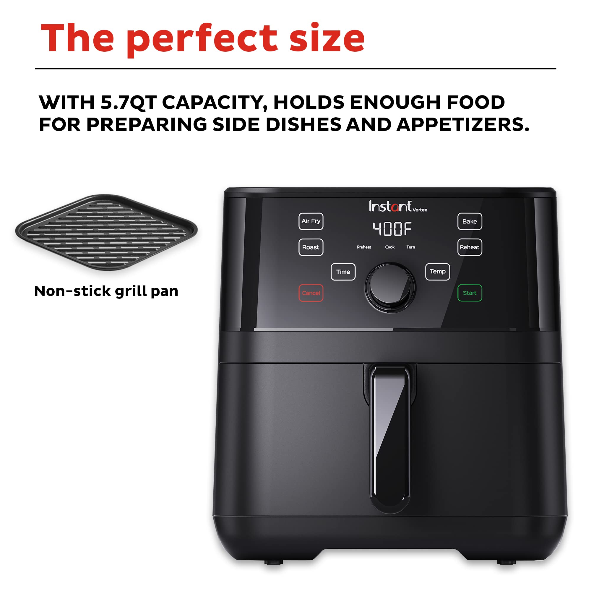 Instant Vortex 5.7QT Air Fryer Oven Combo, From the Makers of Instant Pot, Customizable Smart Cooking Programs, Digital Touchscreen, Nonstick and Dishwasher-Safe Basket, App with over 100 Recipes