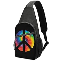 Tie Dye Peace Sign Sling Bag Crossbody Backpack Shoulder Chest Daypack For Travel Hiking