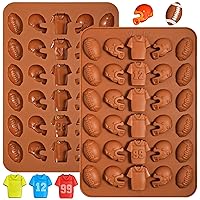 Webake Football Chocolate Mold, 30-Cavity Football Silicone Mold Shaped with Football, Helmet, and Jersey, Football Mold for Chocolate, Candy, Cupcake Decorations, Pack of 2