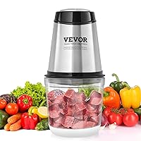 VEVOR Food Processor, Mini Electric Chopper 400W, 2 Speeds Electric Meat Grinder, Stainless Steel Meat Blender, for Baby Food, Meat, Onion, Vegetables, 2.5 Cup
