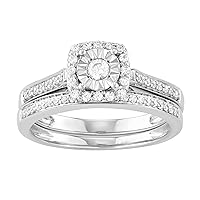 3/8cttw Round Diamond Classic Bridal Ring Set Crafted In 10KT White Gold for Women