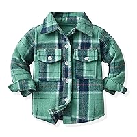 Toddler Baby Flannel Jacket,Baby Girl Boy Plaid Jacket Long Sleeve Lapel Button Down Coat Fall Winter Outwear