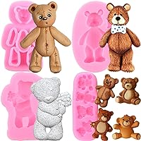 ZiXiang Bear Silicone Fondant Molds For Teddy Bears Chocolate Candy Gum Paste Crafting Polymer Clay Cake Decorating Set of 4