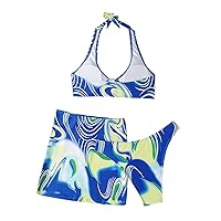 Ladies Swimsuits Tankini with Shorts for Older Women Plus Swim Suit Printing Sexy Women's Fresh Swimwear Patt