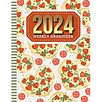 2024 Weekly Organizer: Dated 8.5x11 / 52-Week / To Do List - Notes Section - Habit Tracker / Jan to Dec / Life - Time Organization Gift / Heart Pepperoni Pizza Pie Art Pattern