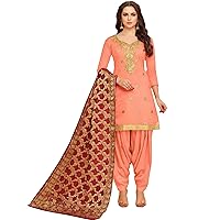 Indian Pakistani Shalwar Kameez Modal Silk With Gota Work Banarasi Silk Dupatta Patiyala