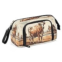 Cow Farmhouse Pencil Case Large Capacity Pencil Pouch Bag with Compartmens Pen Bag Case with Zipper Stationery Bag Pencil Organizer Aesthetic School Supplies For Teen Girls Boys