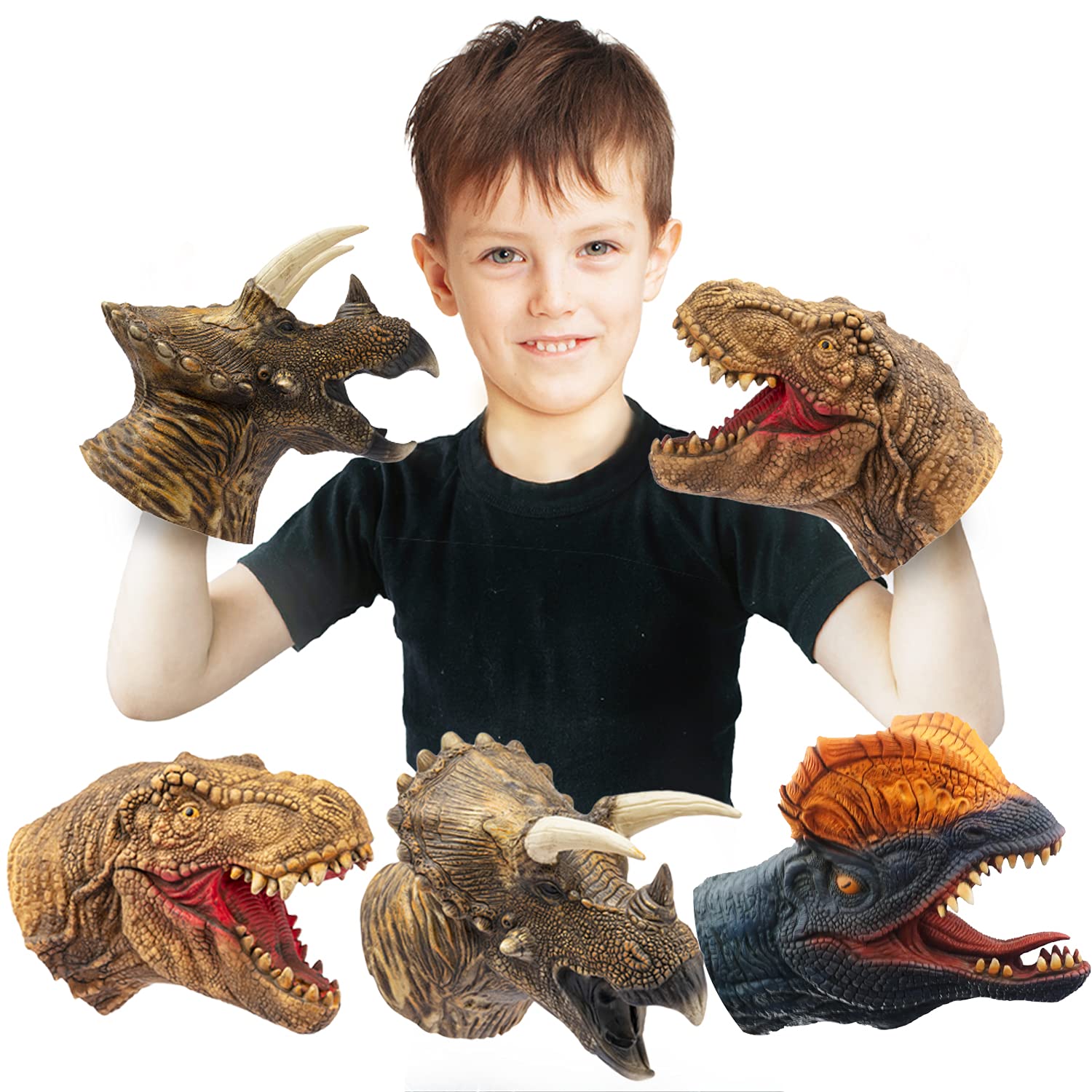 Mua Yolococa Dinosaur Hand Puppets Realistic Latex Soft Animal Head Toys  Set, Tyrannosaurus, Triceratops, Dilophosaurus, Hand Puppet Toys Gift for  Kids, Party Show Imaginative Play, 3 Pack trên Amazon Mỹ chính hãng