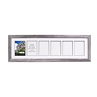 CreativePF- 6 Opening Glass Face Driftwood Picture Frame to hold 5 by 7 inch Photographs including 10x36-inch White Mat Collage