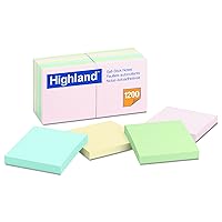 Sticky Notes, 3 x 3 Inches, Assorted Pastel Colors, 12 Pack (6549A)