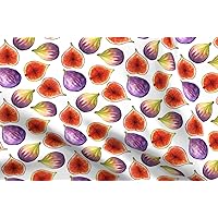 Spoonflower Fabric - Figs Fig Fruit Watercolor Purple Red Printed on Petal Signature Cotton Fabric Fat Quarter - Sewing Quilting Apparel Crafts Decor