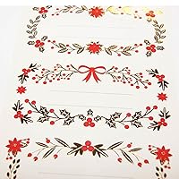 12 Christmas Stickers - Foliage with Gold