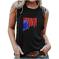 Todays Daily Deals Clearance Summer Patriotic Tank Tops for Women Fashion Sleeveless Tshirts Loose Fit Casual USA Flag Star Stripe Tees Blouse