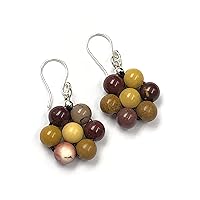 Mookaite Gemstone 8mm Round Beaded 925 Sterling Silver Jewelry Earring, Stylish Earring For Her, Fine Jewelry, Drop & Dangle Earring, Sterling Silver, mookaite