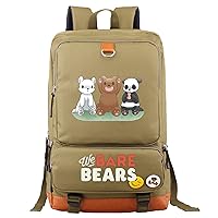 We Bare Bears Lightweight Graphic Bookbag-Outdoor Bagpack Canvas Laptop Knapsack