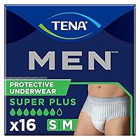 TENA Incontinence Underwear for Men, Super Plus Absorbency, Small/Medium - 16 count