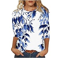 Tops Verano Mujer 2024 Cuello Redondo Manga 3/4 ajuste suelto Linda Camiseta Blusa Tie Tinte dibujo Camisetas ropa