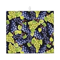 Grapes Dish Drying Mat, Absorbent Microfiber Reversible Mats for Kitchen Counter, 16x18 Inch