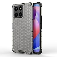 Clear Case Compatible with Huawei Honor X6A 4G,Transparent Honeycomb 360 Full Body Coverage Hard PC+TPU Shockproof Protective Phone Cover Slim Case (Color : Black)