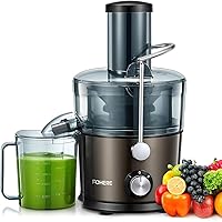 FOHERE Juicer Machines,1200W Max Power Centrifugal Juicer Extractor with 3-inch Wide feed chute & Anti-Drip for Fruit and Vegetable, 2-Speed Setting, Easy to Clean with Brush, Stainless Steel, 800W