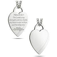 Women's Stainless Steel Thin Heart Necklace-Psalm 28:7