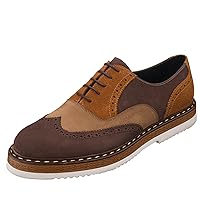 Men's Brown & Sand Brown Nubuck Handcrafted Lightweight Oxford Shoes Lace up Shoes Mens Casual Shoes