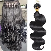 Body Wave Micro Loop Hair Extension Malaysian Remy Human Hair Microlink Micro Beads Ring Hair 100strands 100g #Black #Brown Color (#1(Jet Black), 28inch 100strands)