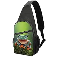 Pylon Blue Laughing Tree Frog Sling Bag Travel Daypack Crossbody Shoulder Backpack for Hiking Cycling