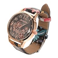 Hemobllo Women Wrist Watch Colorful Floral Print Fashion Women Quartz Watch Easy Read Casual Gifts for Women and Girls (White)