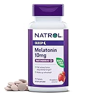 Natrol Sleep Melatonin 10mg Fast Dissolve Tablets, Nighttime Sleep Aid for Adults, 75 Strawberry-Flavored Melatonin Tablets, 75 Day Supply
