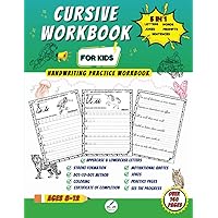 Cursive Workbook For Kids Ages 8-12: A Fun & Creative Handwriting Practice Book: 5-in-1 Letters/Words/Jokes/Creative Prompts/Motivational Quotes Sentences Learn The Art Of Penmanship The Fun Way